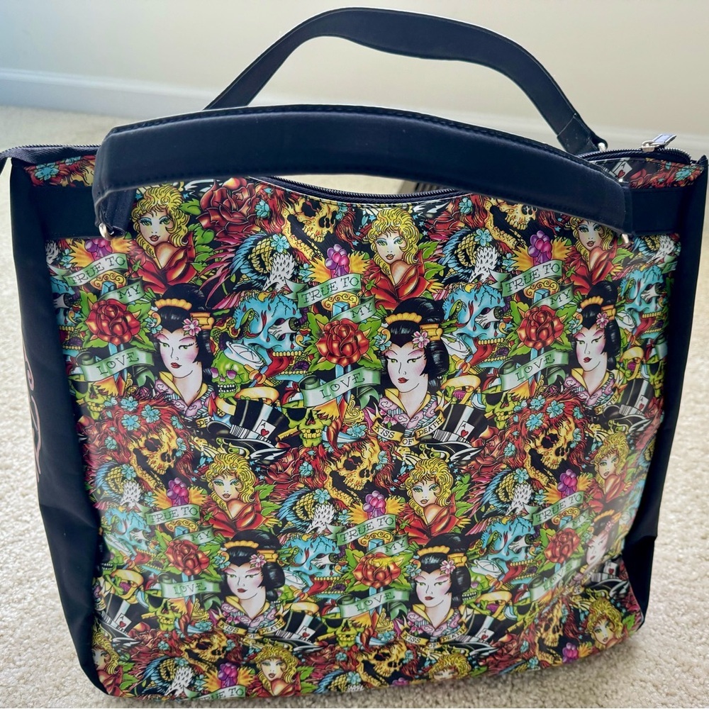 Ed Hardy by Christian Audigier Tote Bag- NWOT! ‘True to my Love Kiss of Death’